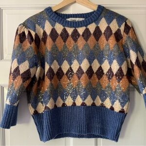 Zara Sequins Patterned Cropped Sweater